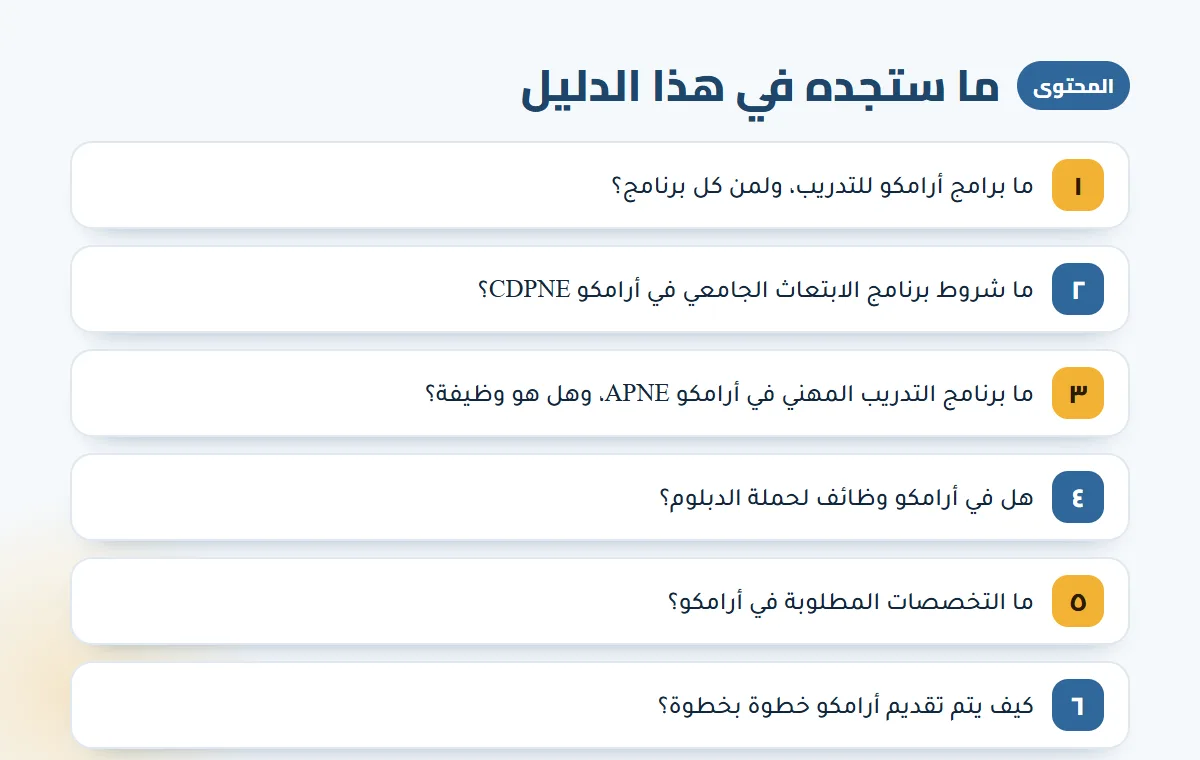 برامج أرامكو — الخطوات