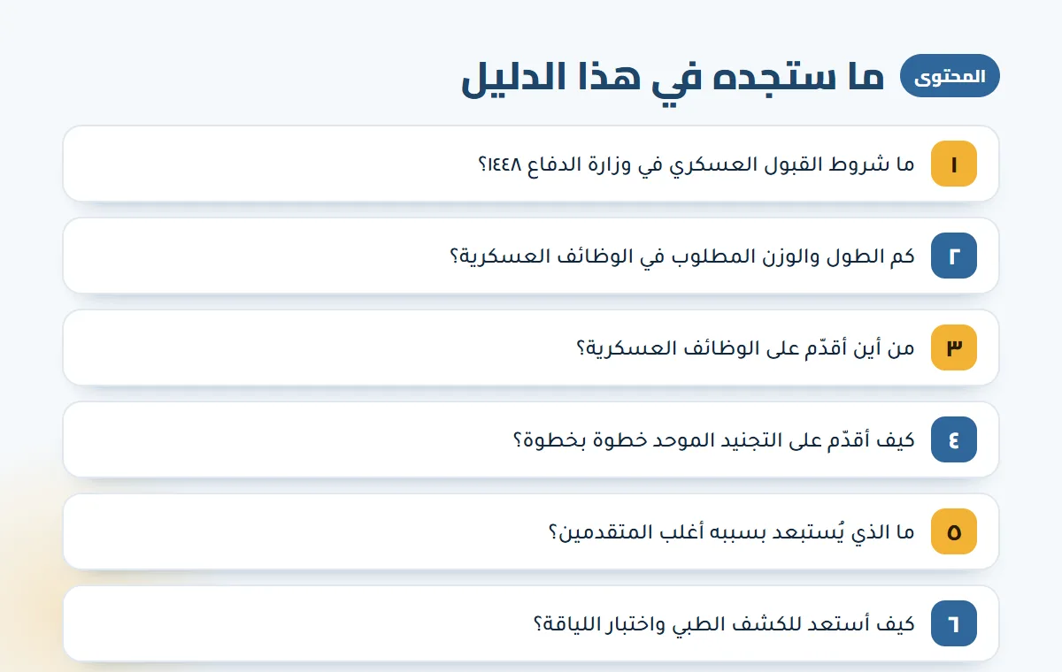 شروط القبول في الوظائف العسكرية — الخطوات